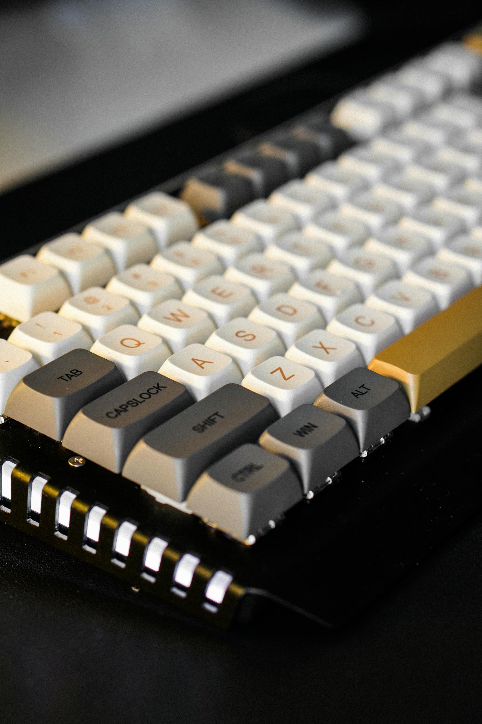 Macro of artisan keycap.