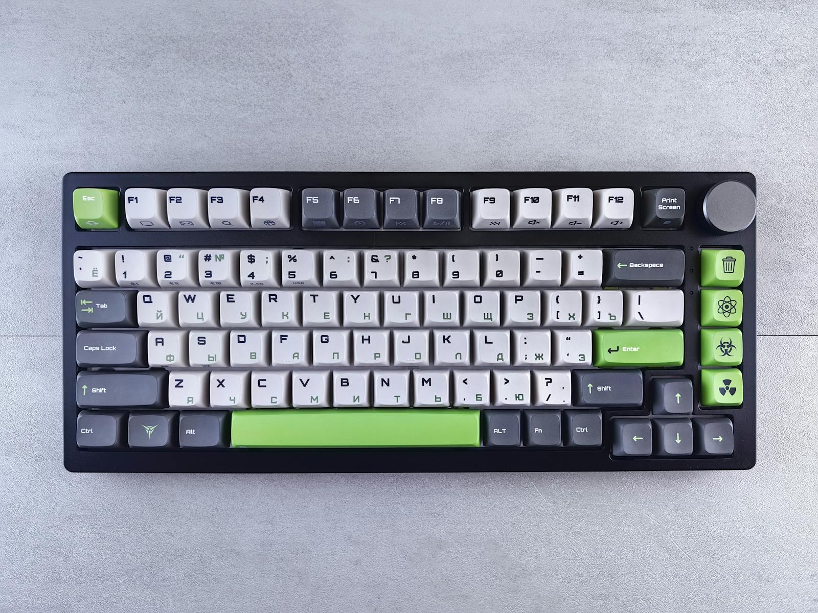 Hero shot of a low-profile bespoke keyboard.