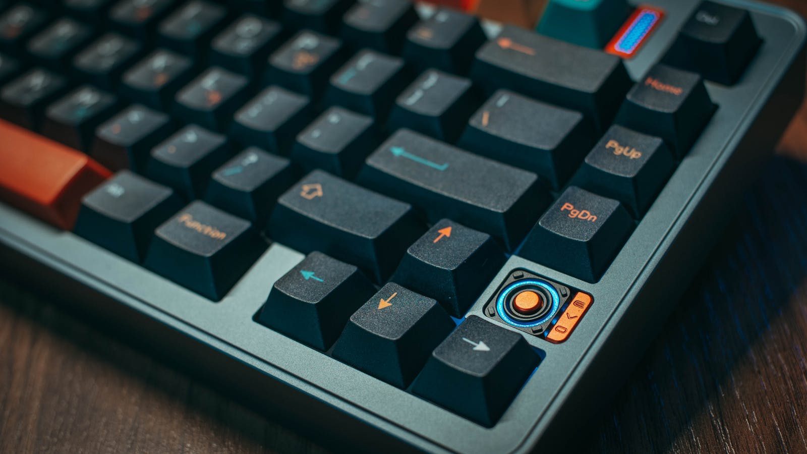 Resin and metal accent keycaps.